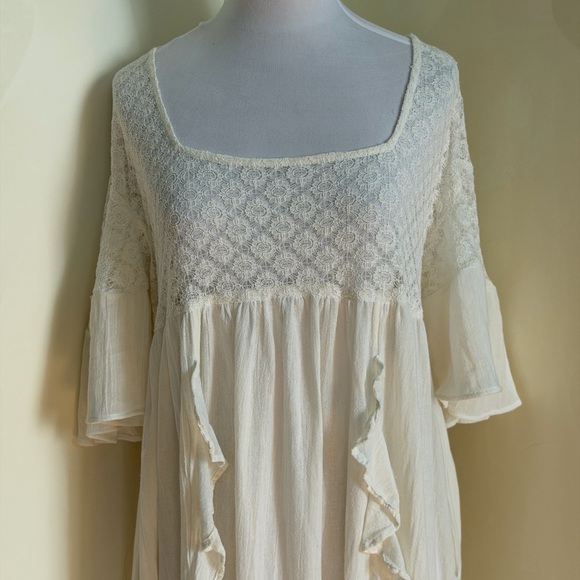 FREE PEOPLE Bring The Romance Handkerchief Hem Maxi Dress in Harbor Fog sz M - Picture 5 of 12
